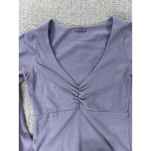 John Galt Top Women‎ S Ruched V Neck Long Sleeve Lavender Purple Made in Italy